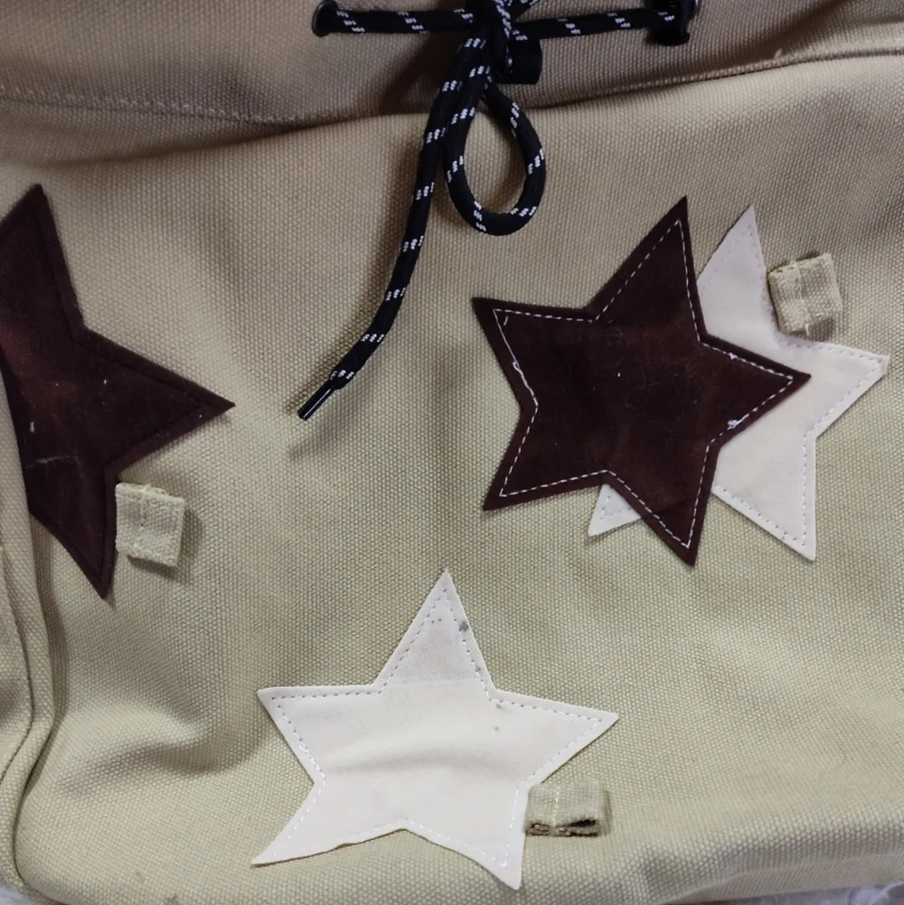 Star Girl Canvas Y2K Tan Multicolor Star Laptop Bag